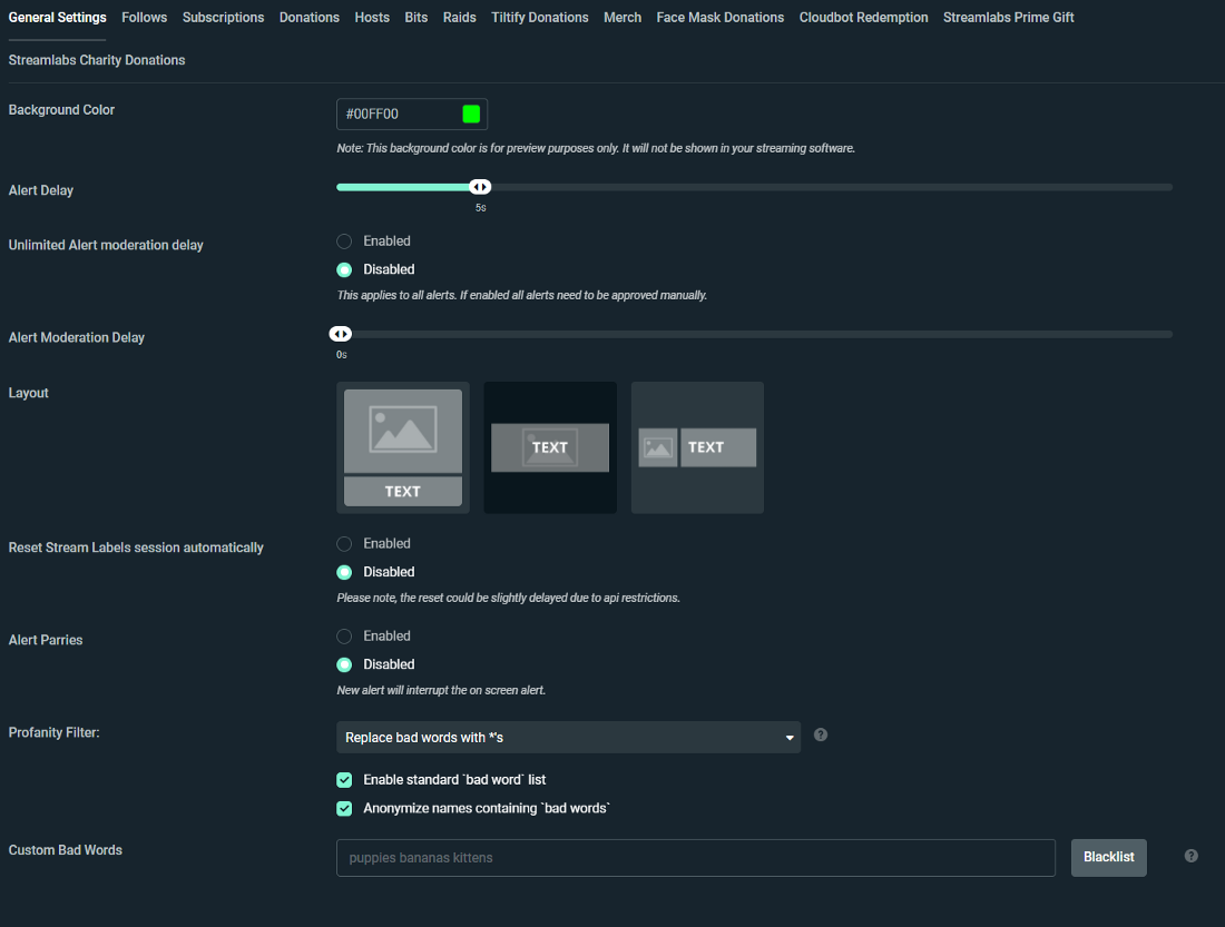 best streamlabs settings for twitch