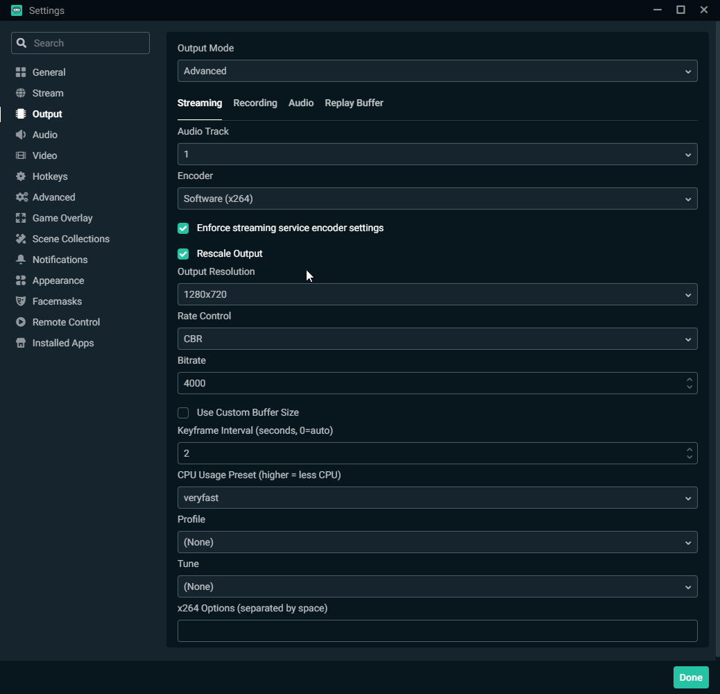 best streamlabs obs settings for streaming