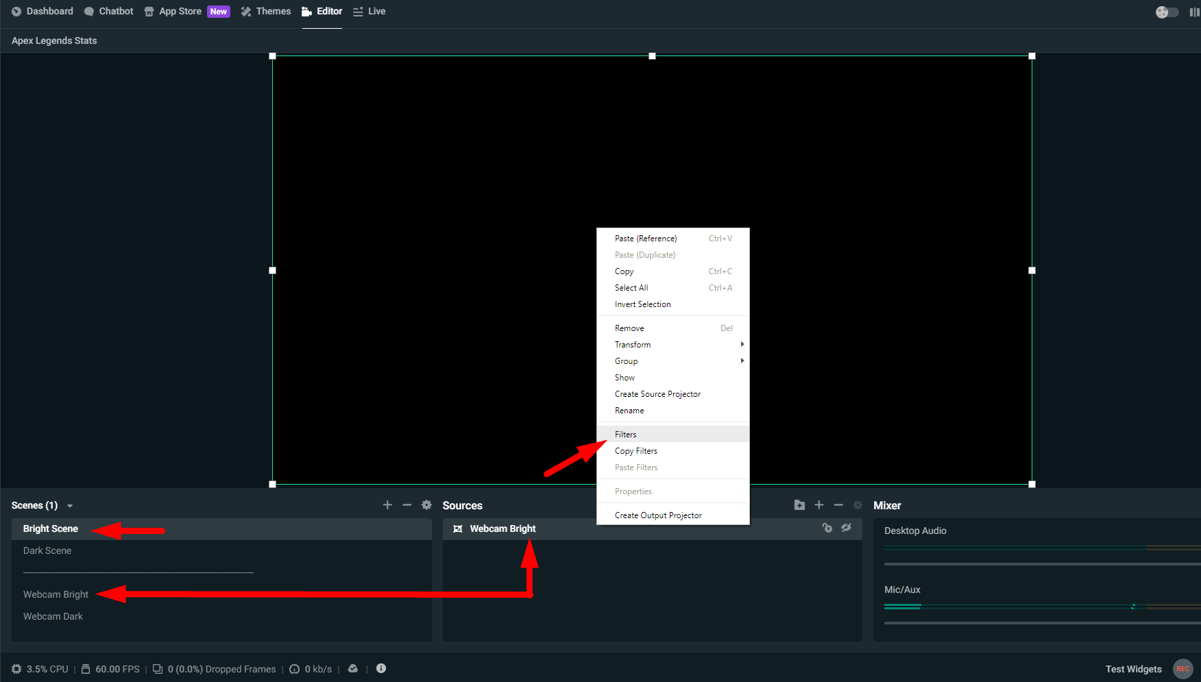 streamlabs webcam setup