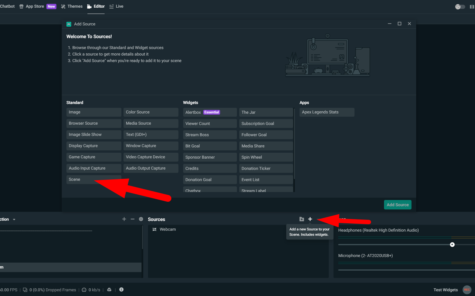 streamlabs webcam setup