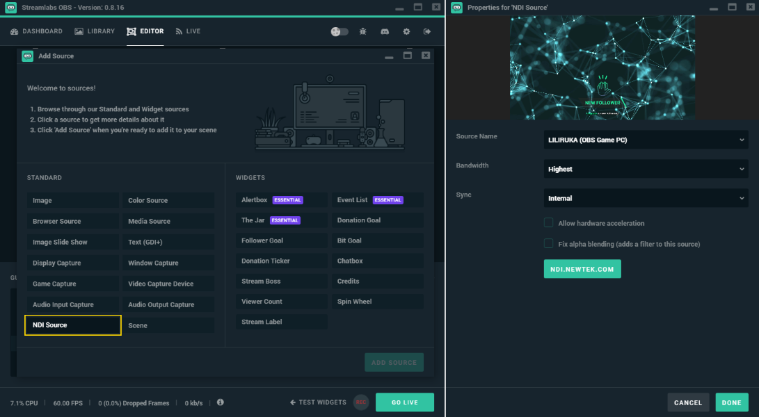 Ndi Receiving Setup In Streamlabs Obs Streamlabs