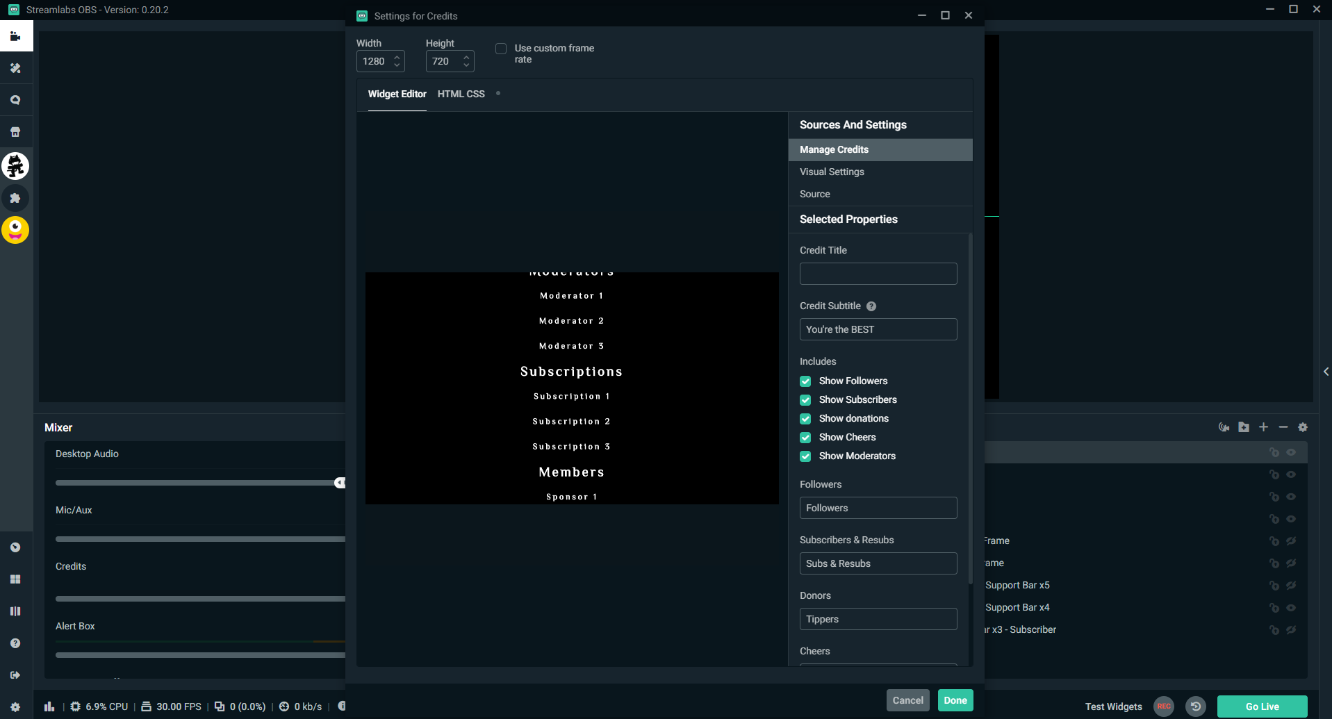 The Credits Widget Streamlabs