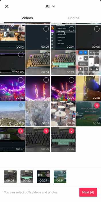 TikTok Screenshot for Uploading Multiple Clips