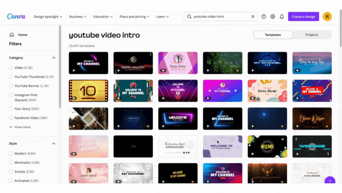 how to make a youtube intro canva