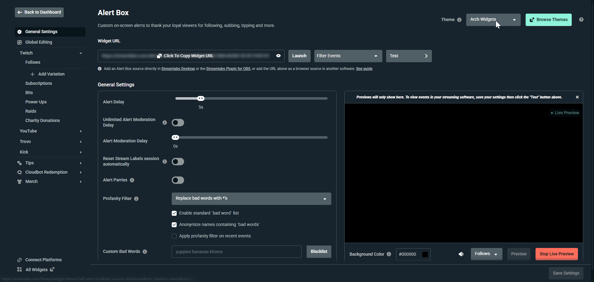 User clicking Add a Theme and creating a new theme