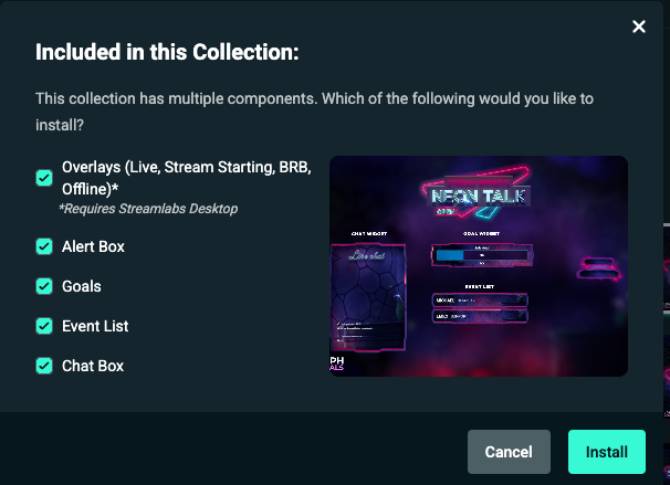 Streamlabs Desktop overlay install options