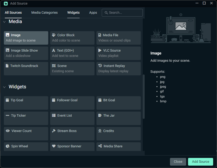 Source options in Streamlabs Desktop
