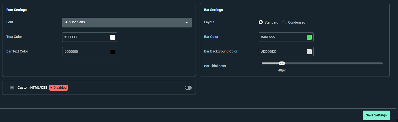 Streamlabs Charity Donation Goal widget settings