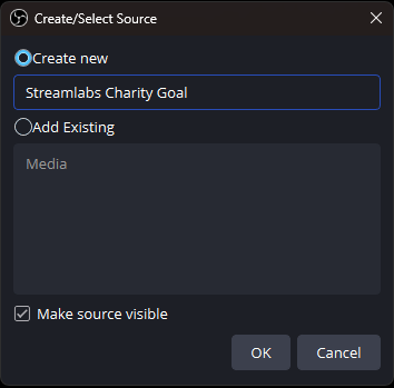 Streamlabs Charity Goal Source in OBS