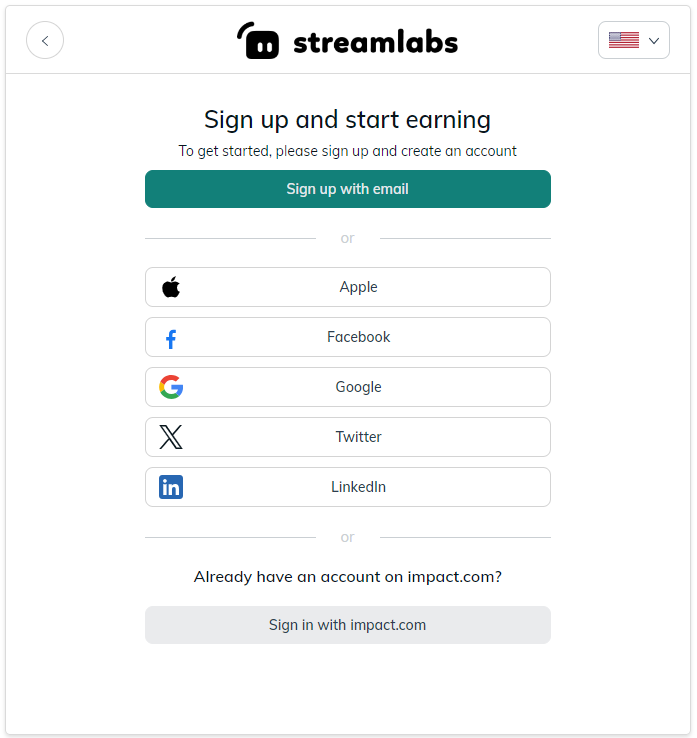 Streamlabs Ultra affiliate program sign up options