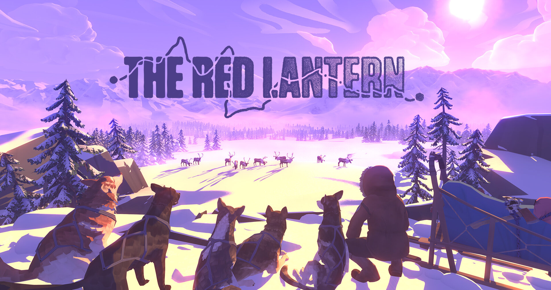 Promotional image for the Red Lantern, a winter themed dogsledding survival game