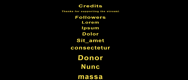 sample end credit widget on screen