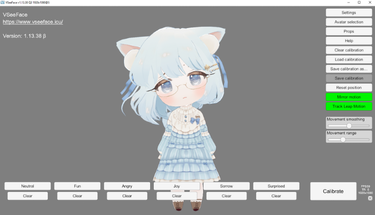 A cute female avatar in use in VSeeFace