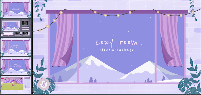 Cozy Room Animated Stream Overlay Pack 