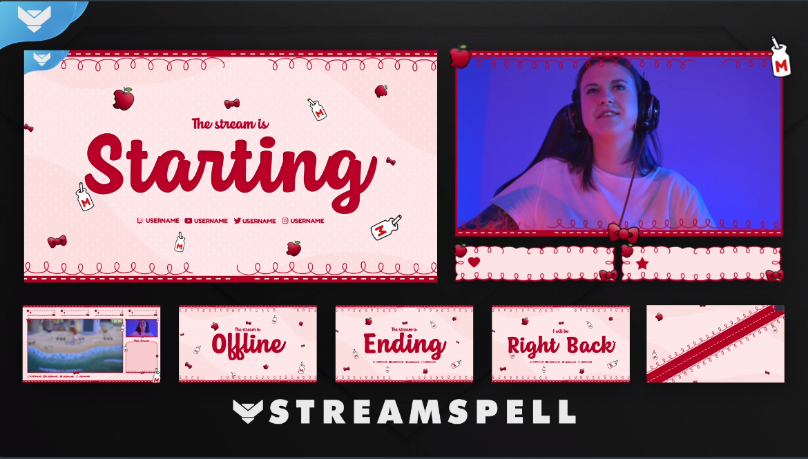 Subtle Red - Pastel Red Twitch Overlay for Streamlabs OBS