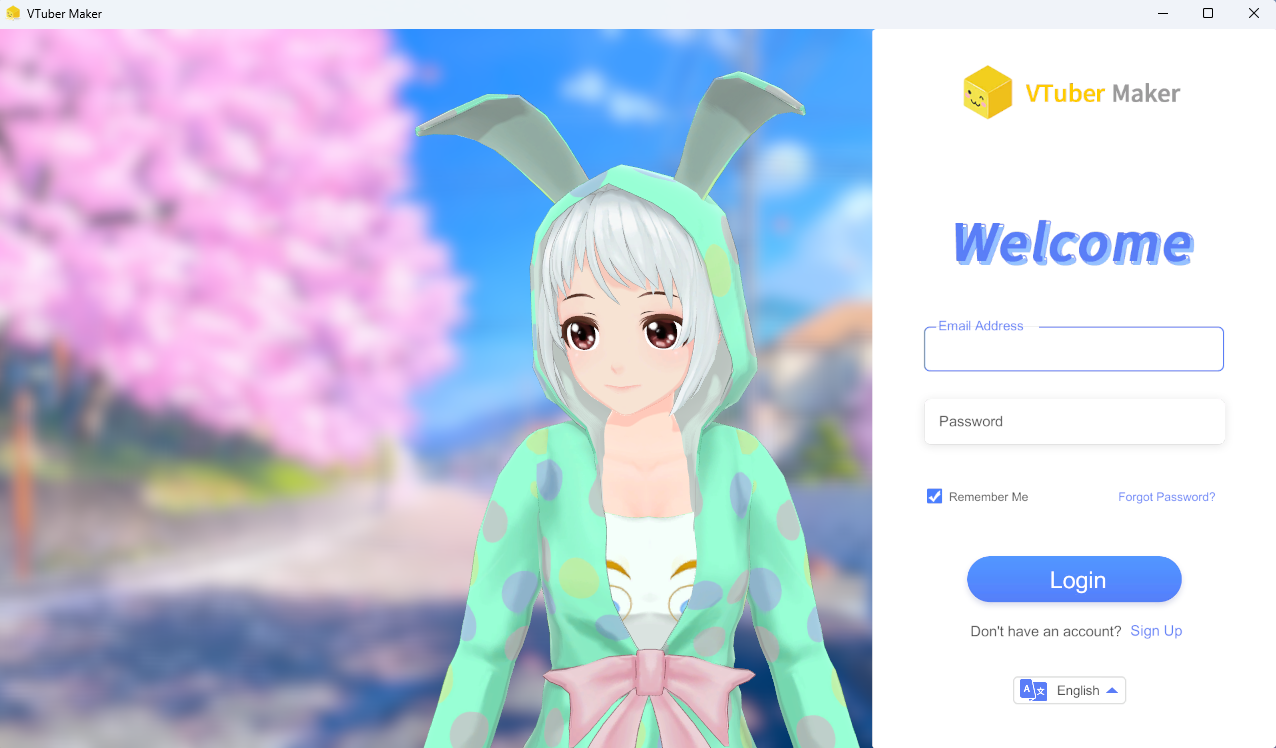 The signup page for Live 3D's VTuber Maker