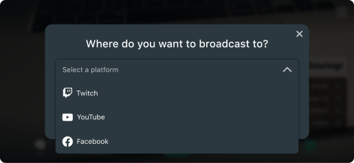 Where do you want to broadcast to on Streamlabs Mobile Streaming App